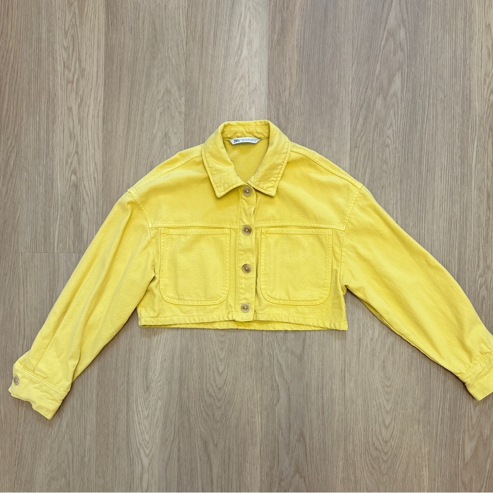 Zara Yellow Cropped Jacket Size XS